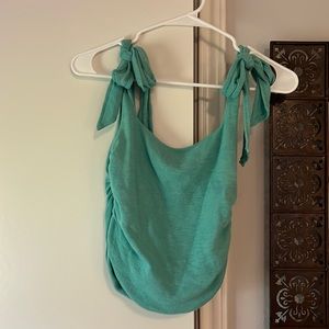 Free People Boulevard Cotton Crop Top in Green Blue